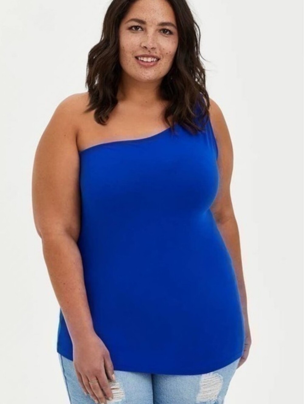 Torrid Electric Blue Super Soft One Shoulder Tank 4X new